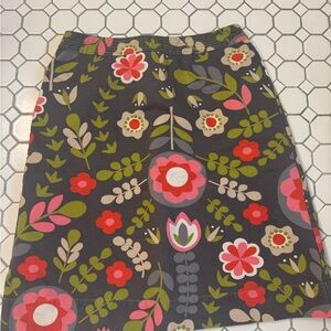 Boden A-Line Skirt - Black with Pink and Green Floral
